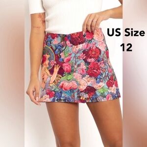 BLACKMILK Fragrance of Violets SKORT! French Floral High Waist Art Nouveau